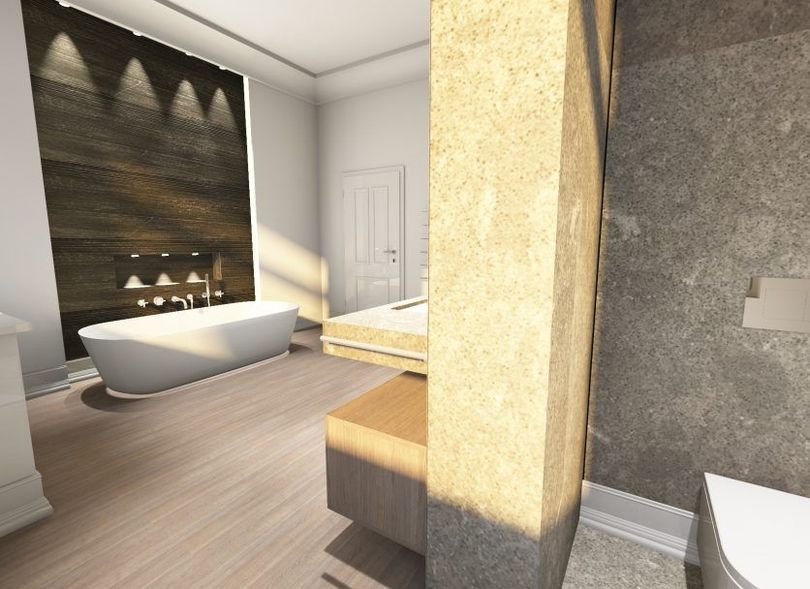 Bad in Innocentiapark - Badezimmeransicht mit freistehender Badewanne